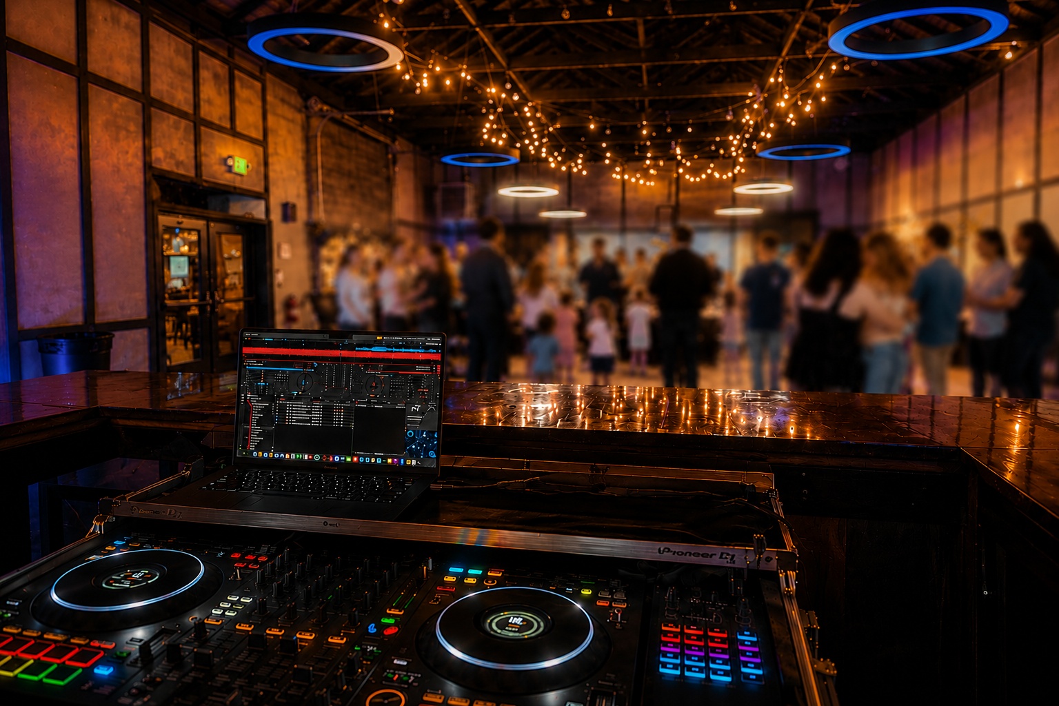 DJ view over a busy school dance floor