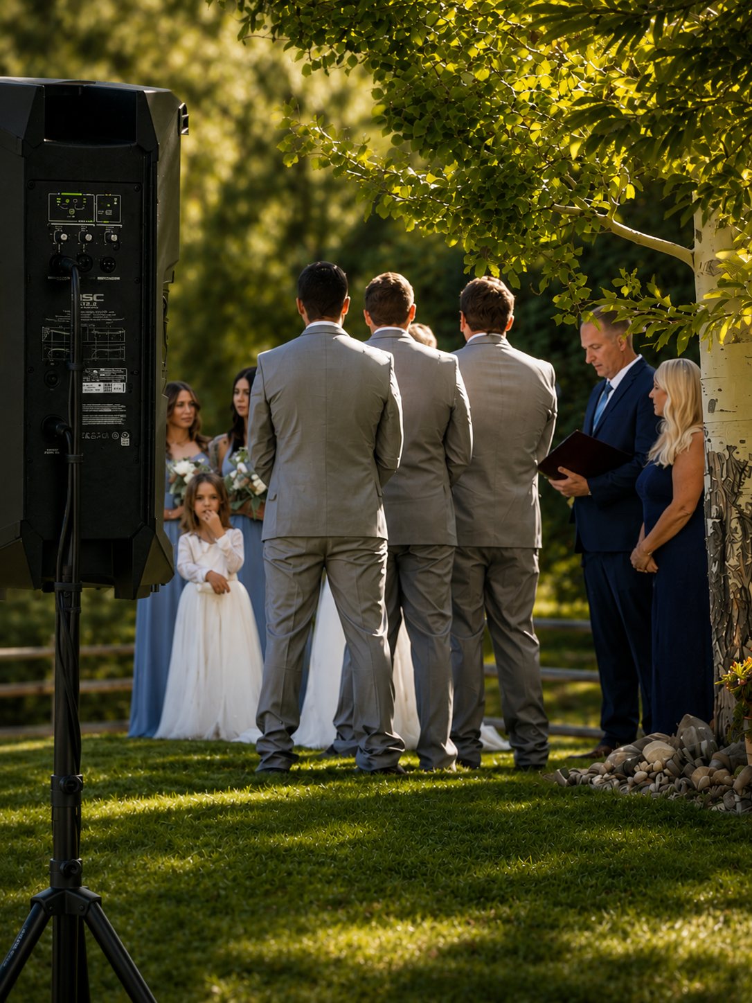 Outdoor wedding ceremony sound system